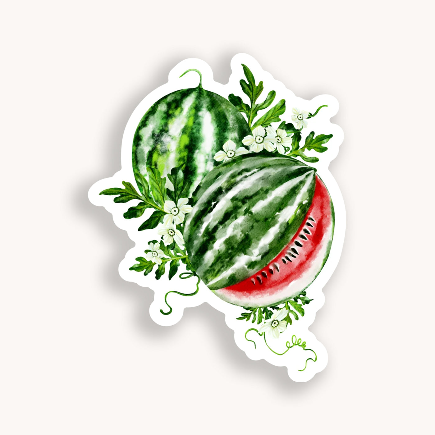 Green Flowers Watermelon Stickers (8 designs)