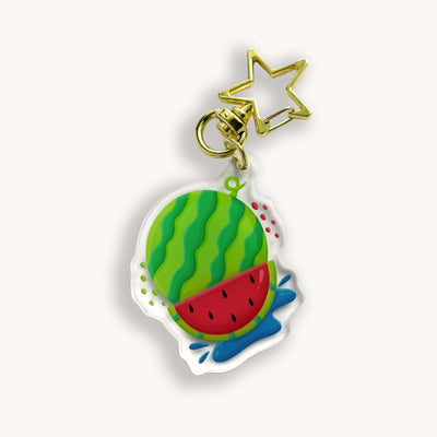 Watermelon acrylic keychain. Double-sided, backside is the same design, but reversed.